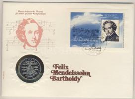 NSZK 1984. 5M "Mendelssohn-Bartholdy" érmés, bélyeges borítékon, bélyegblokkal, alkalmi bélyegzővel T:1
