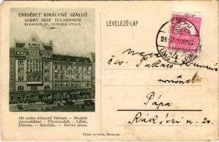 1930 Budapest V. Erzsébet királyné szálloda és kávéház reklámja, Szabó Imre tulajdonos. Egyetem utca 5-7. (EM)