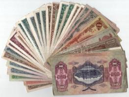 32db-os vegyes nagyobbrészt Pengő, kisebb részt Korona és Forint bankjegy tétel T:F,VG