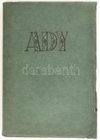 Révész Béla: Ady Endre életéről, verseiről, jelleméről. A költő fényképfelvételeit Székely Aladár készítette. Gyoma, 1922, Kner Izidor,1 t.+219 p.+2 sztl. lev.+9 t. Oldalszámozáson belül 18, a költő leveleinek, kéziratainak reprodukciójával. A külső címlapot és a fametszésű könyvdíszeket Kozma Lajos rajzolta. Kiadói papírkötés.   "Készült famentes papíroson 3000,velinpapíroson félvászon-kötésben 200, valódi merített papíroson félbőrkötésben 50 példányban." Számozatlan példány.