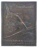 1934. "Esti Kurir - Tehetségkutató és propaganda versenyének emlék érme 1934" egyoldalas ezüstözött bronz emlékplakett (100x80mm) T:2 patina