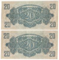 1944. 20P "A Vöröshadsereg Parancsnoksága" (2x) sorszámkövetők, vágáshiba T:F szép papír A...