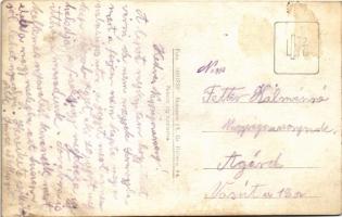 1926 Budakalász, látkép, Görögkeleti (szerb ortodox) templom. Foto Gegess photo (ragasztónyom / glue...