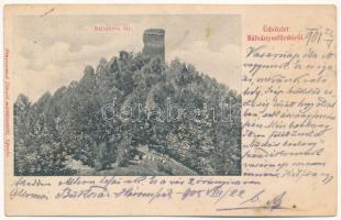 1901 Bálványosfürdő, Baile Balvanyos (Torja, Turia); Bálványos vár. Fénynyomat Divald műintézetéből / castle / Cetatea (kis szakadás / small tear)