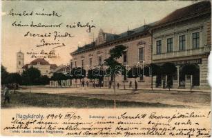 1904 Nagykároly, Carei; Széchenyi utca, Kereskedelmi és Iparbank. Csókás László kiadása / street view, bank (b)