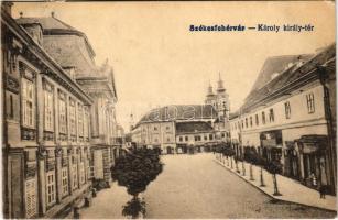 Székesfehérvár, Károly király tér, üzletek. Vasúti levelezőlapárusítás 2446. (EK)