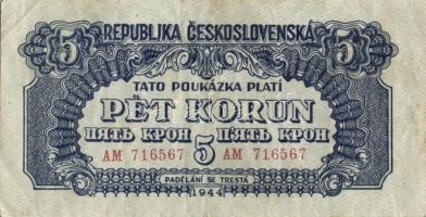 Csehszlovákia 1944. 5K, 20K T:II/III+