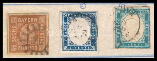 27 db régi külföldi okmánybélyeg továbbá 6 db bélyeg és újnyomat régi cserefüzetben