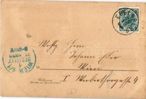 1900 Linz a. Donau, Gruss aus der Silvesternacht. Bitte gegen das Licht zu halten / New Year's ...