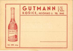 Gutmann és fia Tokaji 5 Puttonyos Aszú reklámlap Kassáról / Hungarian wine advertisement from Kosice