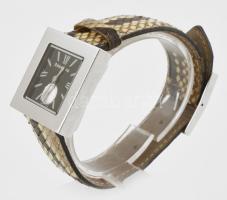 Rebecca svájci design női karóra, másodpercmutatós, kígyóbőr szíjjal, működik, új elemmel, 29x29 mm