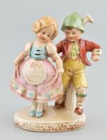 Német gyermekpár figura, formaszámmal jelzett, kézzel festett, hibátlan, m: 15 cm