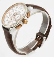 Nautica kronográfos férfi karóra, vízálló, hibátlan számlappal, az üvegen apró karcolásokkal, bőr sz...