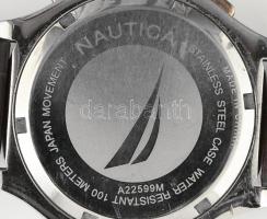 Nautica kronográfos férfi karóra, vízálló, hibátlan számlappal, az üvegen apró karcolásokkal, bőr sz...
