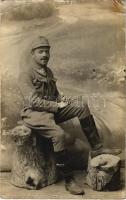 1916 Árpatarló, Ruma; osztrák-magyar katona cigarettával a kezében / WWI K.u.k. military, soldiers with cigarette. photo (EK)