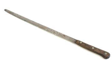 Régi solingeni kés, jelzett: J. A. Henckels Zwillingswerk, korának megfelelő állapotban, h: 40 cm
