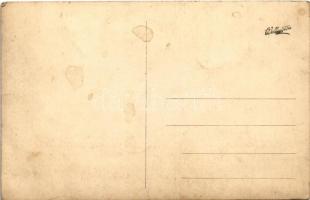 Magyar vasutasok és gőzmozdony, vonat / Hungarian railwaymen and locomotive, train. photo (fl)