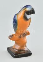 Papagáj, fajansz, mázas, jelzéssel, hibátlan, m: 14,5 cm