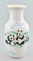 Kínai panda mintás váza, jelzéssel, hibátlan (kis gyári mázhibával), m: 15,5 cm