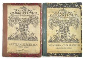 A Zászlónk Diákkönyvtára, 2 kötet: Vígan fiúk, cserkészfiúk! (49-50. sz.) + Radványi Kálmán: Apátlan székelyek. (58-59. sz.) Bp., 1922-1923, Magyar Jövő Ifjúsági Irodalmi Rt. Korabeli átkötött félvászon-kötésben.