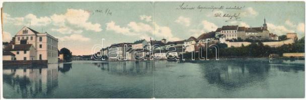 1908 Pisek. 2-tiled folding panoramacard (fl)