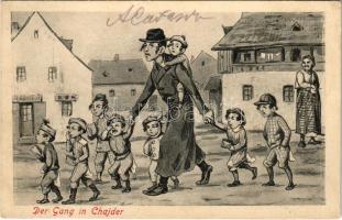 1906 Der Gang in Chajder / Judaika humor / Jewish humour, Judaica. S.M.P. Kraków Deposé 1905. 8.