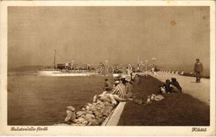 1947 Balatonlelle-fürdő, kikötő, gőzhajó (EK)