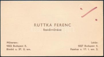 cca 1990 Ruttka Ferenc (1926-2019) festőművész névjegye, aláírt