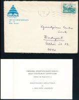 1981 Pastinszky Krisztina és Kecskés András esküvői kártyája, kézzel címzett borítékban