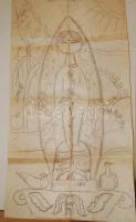 Endrő Margit (1899-1986): Nagyméretű női vázlat felszabadulási emlékre, ceruza-papír 50x90 cm