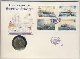 Guernsey 1983. 1Ł érmés borítékon teljes bélyegsorral, elsőnapi bélyegzővel, hátoldali ismertetővel T:2+