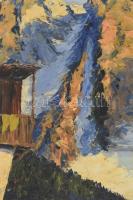 Megyery jelzéssel: Alpesi táj. Olaj, vászon, dekoratív fakeretben, 60x80 cm