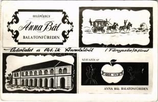 1966 Balatonfüred, Üdvözlet a 141. Anna Bálról, belépőjegy, reklámlap + 1966 Annabál Balatonfüreden So. Stpl. (EK)