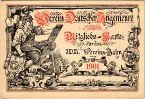 Verein Deutscher Ingenieure Mitglieds-Karte für das XXXXV. Vereins-Jahr 1901. / Association of German Engineers membership card (EK)