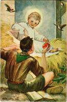 Kiadja a Márton L.-féle Cserkészlevelezőlapok Kiadóhivatala / Hungarian boy scout art postcard s: Márton L. (EK)