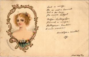 1899 (Vorläufer) Madame de Pompadour. A. Sockl Vienne Serie I. No. 2. Art Nouveau, Floral, litho (fa)