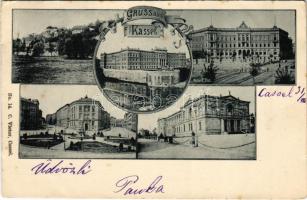 1899 (Vorläufer) Kassel, Justiz-Palast, Kaiserl. Post, Friedrich Wilhelmsplatz, Gemäldegalerie / Palace of Justice, post office, square, art museum. Art Nouveau (EK)