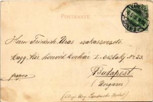 1903 Karlsruhe, Marktplatz mit evangelischer Kirche / market square, church (fl)