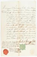 1826 Szerződés szép állapotú családi viaszpecsétekkel Bárczay és Kalehbrenner család