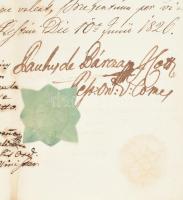 1826 Szerződés szép állapotú családi viaszpecsétekkel Bárczay és Kalehbrenner család