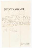 1815 Kovalik János (1770-1821) tribunici választott püspök autográf aláírásaival ellátott fejléces okmány, papírfelzetes viaszpecséttel.