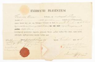 1836 Prágában kiállított útelvél papírfelzetes viaszpecséttel