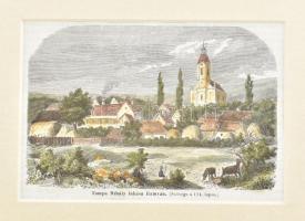 cca 1860 Hamva, Tompa Mihály lakása, színezett fametszet paszpartuban.16x11 cm