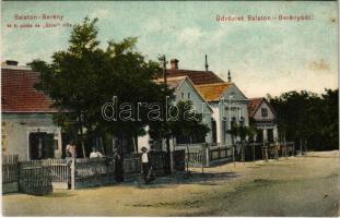 1910 Balatonberény, M. kir. posta és Erzsi villa. Neumark Adolf kiadása (EK)