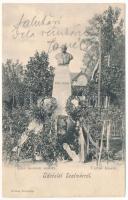 1904 Szatmárnémeti, Szatmár, Satu Mare; Kiss Gedeon szobra, Városi kioszk. Hollósi felvétele. L.D.F. 126. / statue, kiosk, restaurant (EK)