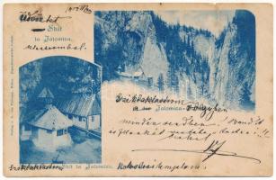 1902 Pestera Ialomitei, Schitul din Pestera Jalomitei / Jalomica-völgy sziklaklastrommal / Ialomitei Cave Hermitage (szakadás / tear)