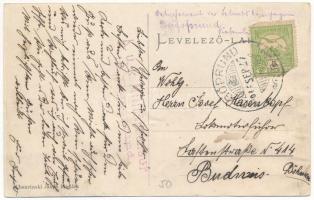 1910 Borgóprund, Borgó-Prund, Prundu Bargaului; szálloda, román népviselet, Fő tér és utca, szobor. ...