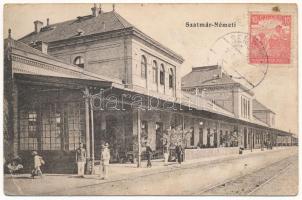 1917 Szatmárnémeti, Szatmár, Satu Mare; vasútállomás. Vasúti levelezőlapárusítás 622. / railway station (EB)