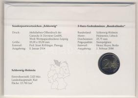 Németország 2006. 2€ "Schleswig-Holstein" érmés borítékon bélyegpárral, hátoldal...