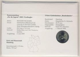 Németország 2008. 2€ "Hamburg" érmés borítékon alkalmi bélyegzős bélyegpárral, h...